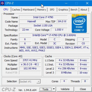 CPU-Z configuration PC - Kiatoo