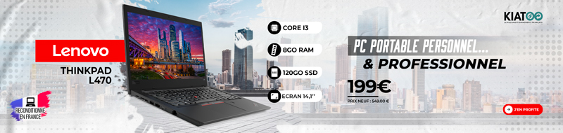 Lenovo ThinkPad L470 14" i3 Gen 6 8Go RAM 120Go SSD Windows 10 - Kiatoo