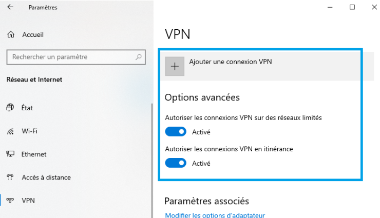 configurer vpn dans la section vpn des parametres windows 10 - kiatoo