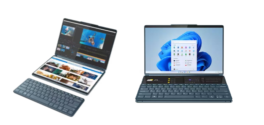PC portable deux écrans tactiles avec clavier amovible Yoga book 9i - kiatoo