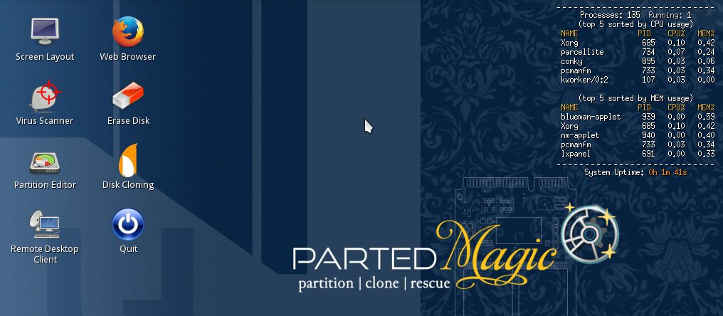 interface logiciel parted magic - kiatoo