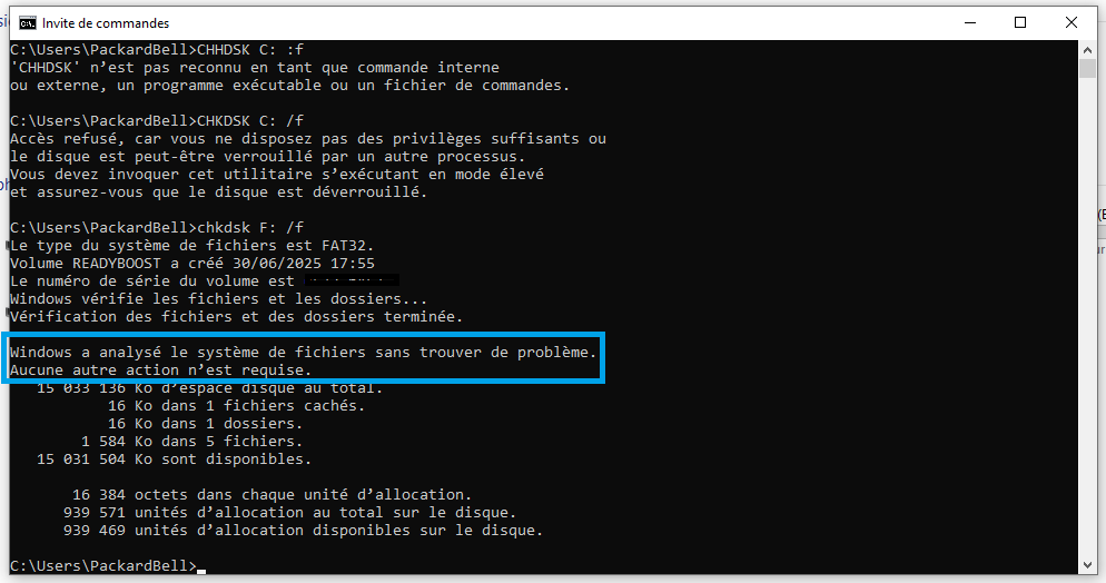 chkdsk windows démarrage ou sur périphérique externe - kiatoo