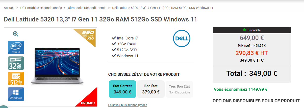 prix pc reconditionné i7 11eme génération - kiatoo