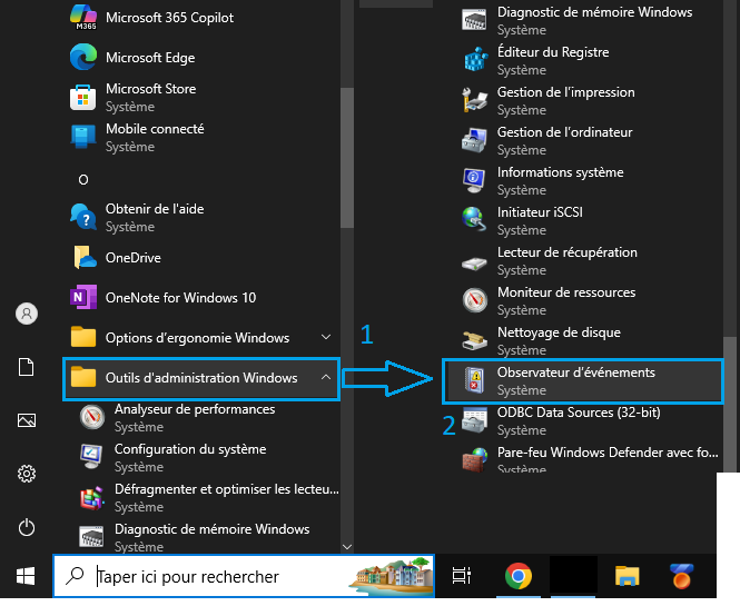 observateur d'évènement windows - kiatoo