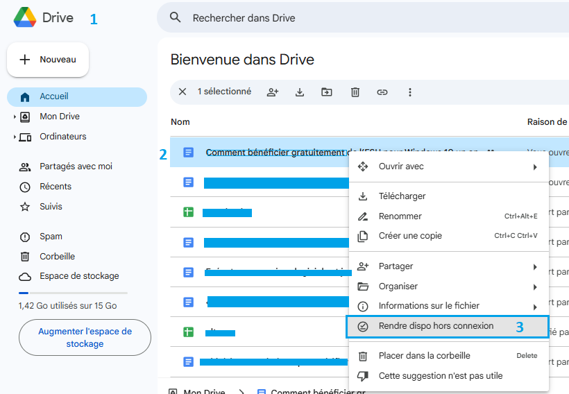 photos videos google drive fichier disponible hors connexion - kiatoo