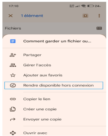 google drive fichier disponible hors connexion sur phone - kiatoo