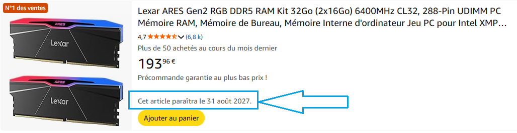 ddr5 livraison en aout 2027 - kiatoo