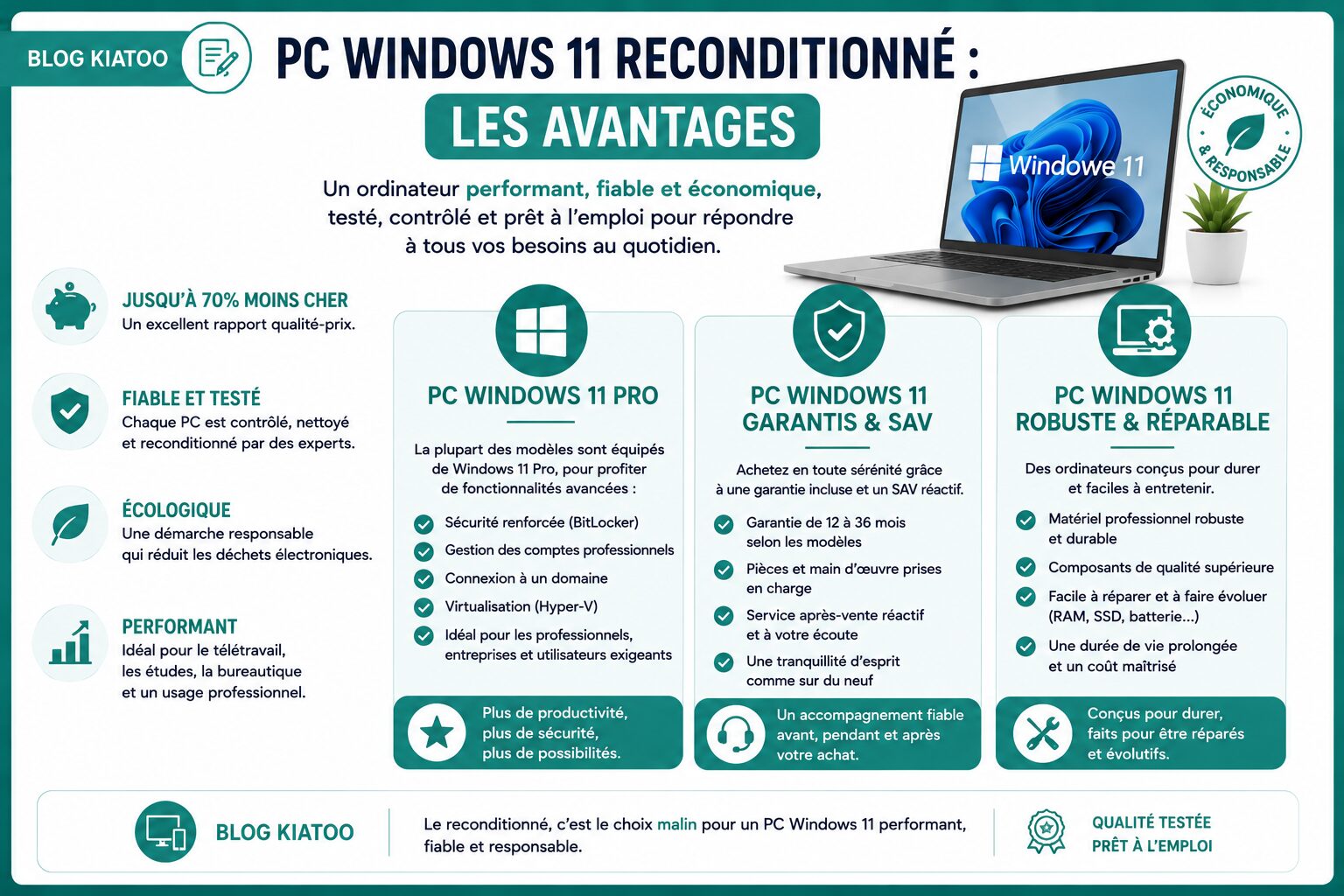 ordinateur win11 reconditionné les avantages - kiatoo