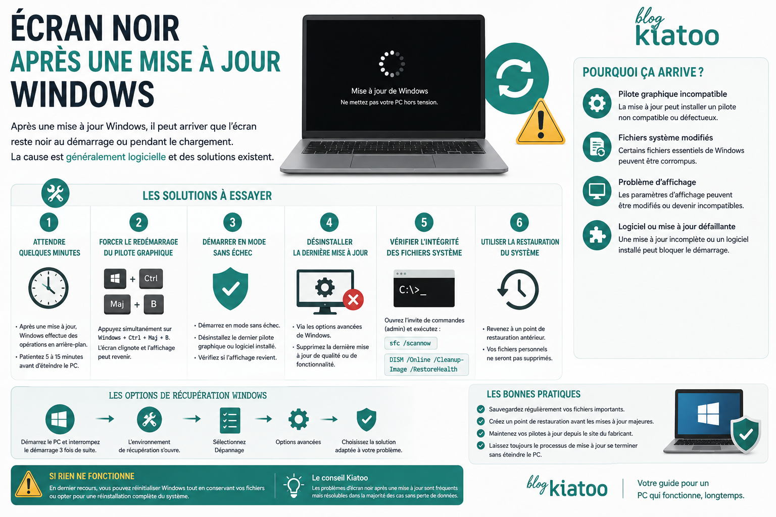 mise à jour windows écran noir pc - kiatoo
