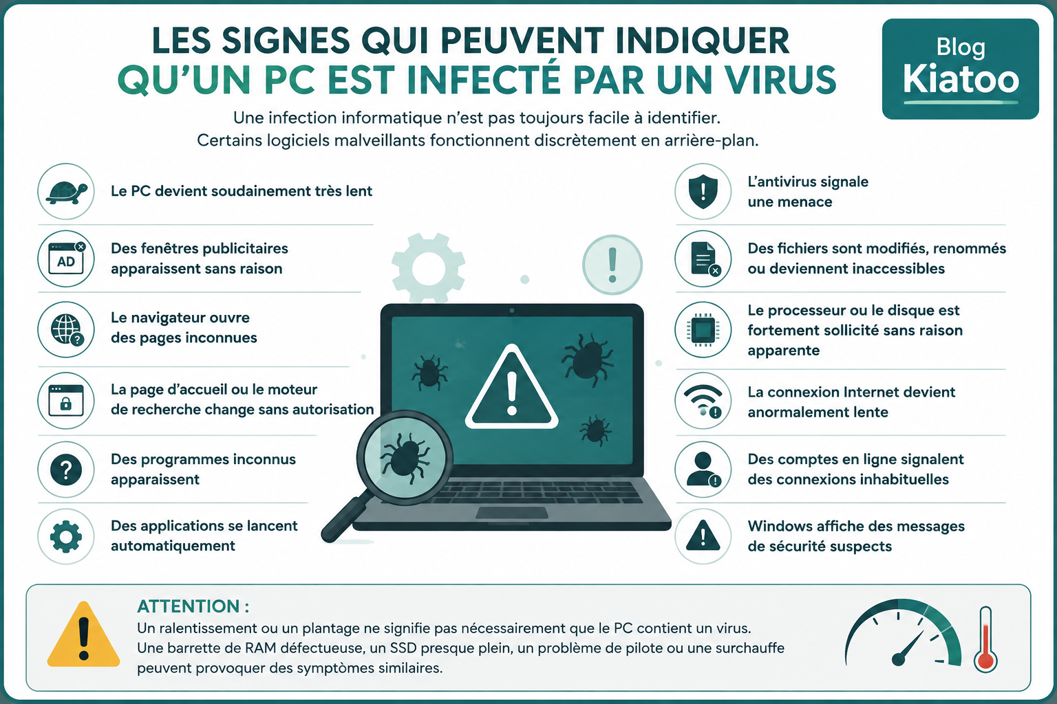 symptome d'un pc infecté - kiatoo