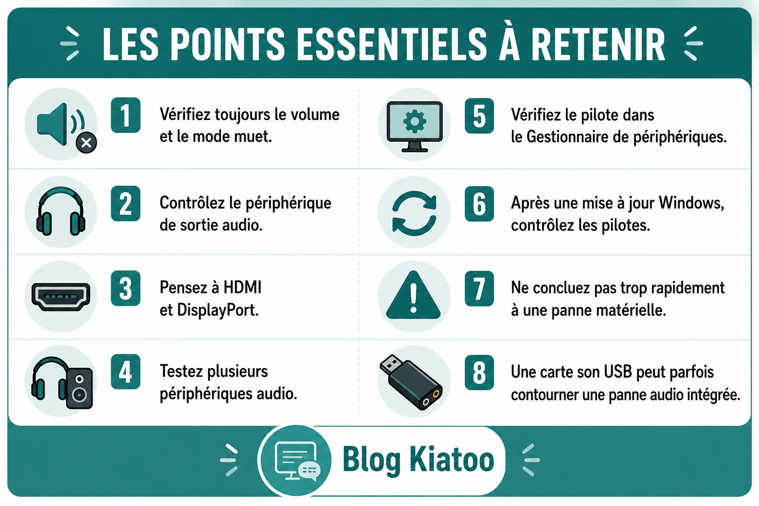 PC sans son points essentiels à vérifier - kiatoo