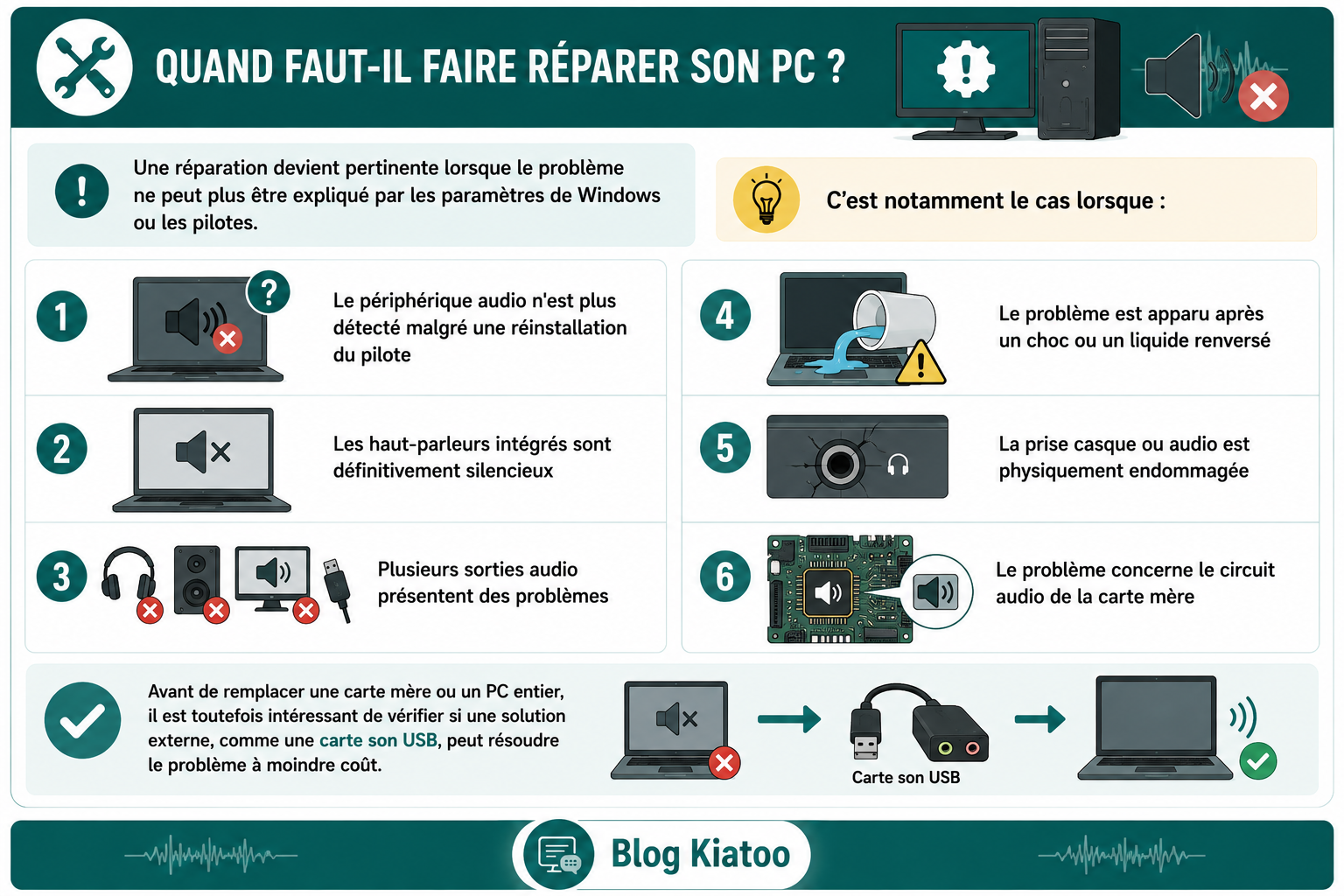 réparer en cas d'ordi sans son - kiatoo